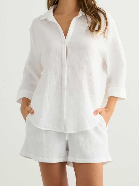 Aura Drawstring Shorts - White