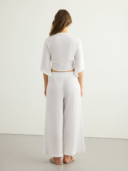 Aura Palazzo Pants - White