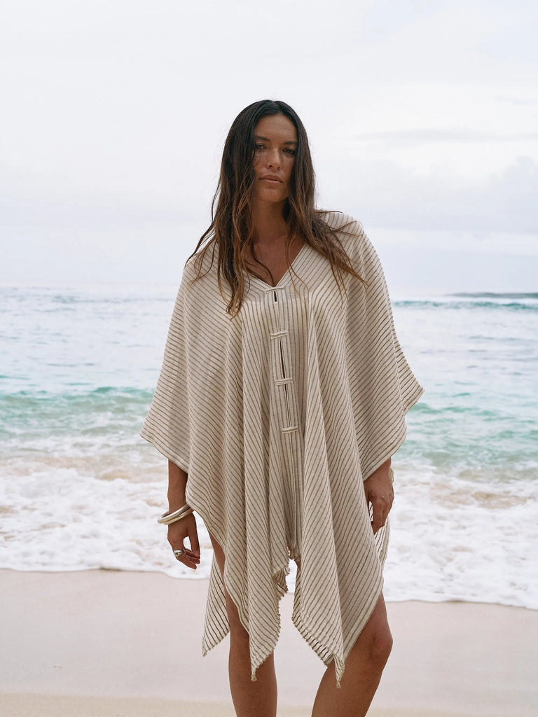 Ava Kimono - Khaki Green Stripes by The Handloom The Handloom