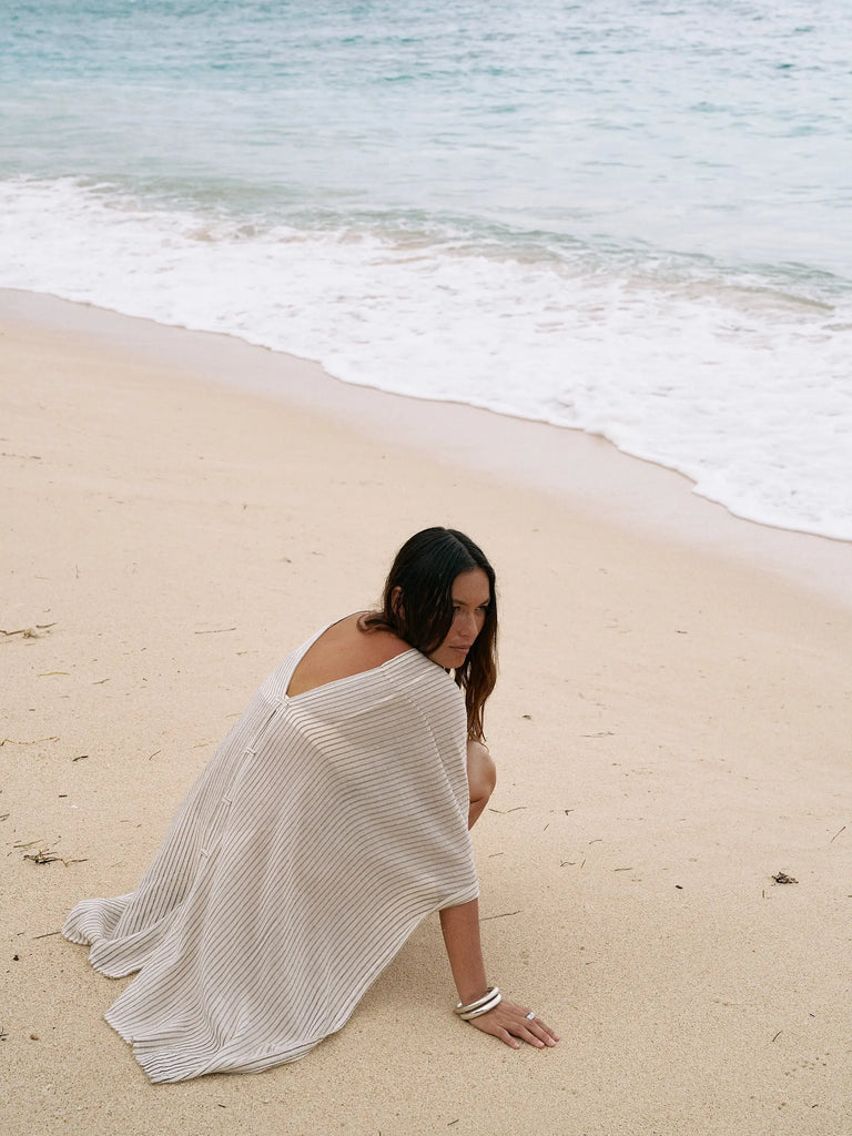 Ava Kimono - Khaki Green Stripes by The Handloom The Handloom