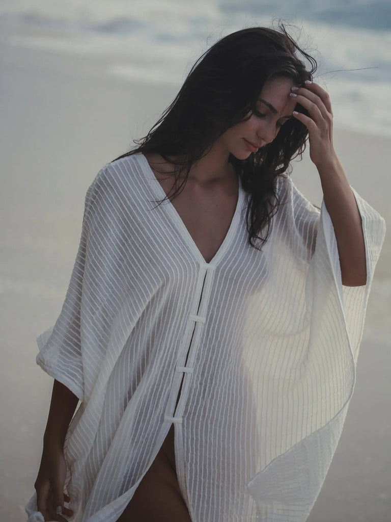 Ava Kimono - White Stripes by The Handloom The Handloom