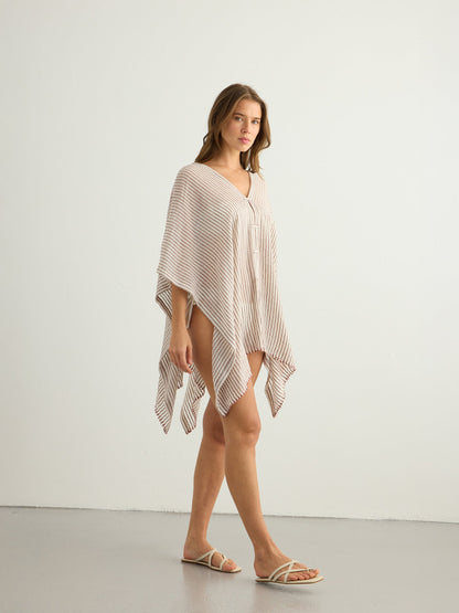 Ava Kimono - Burgundy Stripes
