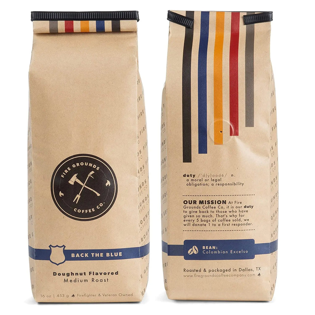 BACK THE BLUE (DOUGHNUT FLAVORED MEDIUM ROAST) by fire grounds coffee company fire grounds coffee company