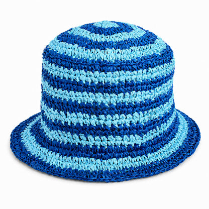 Brigitte Handwoven Raffia Sun Hat in Blue