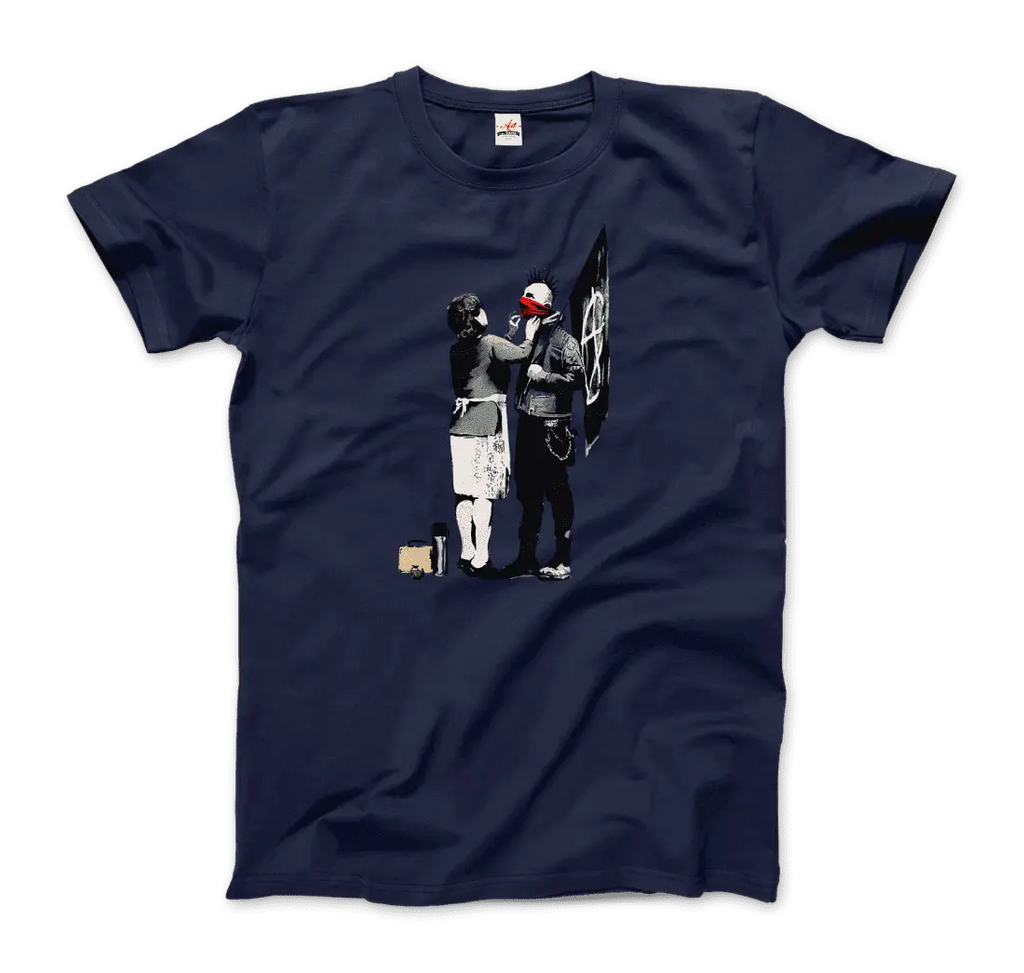 Banksy Anarchist Punk And His Mother Artwork T-Shirt by Art-O-Rama Shop ART-O-RAMA-SHOP