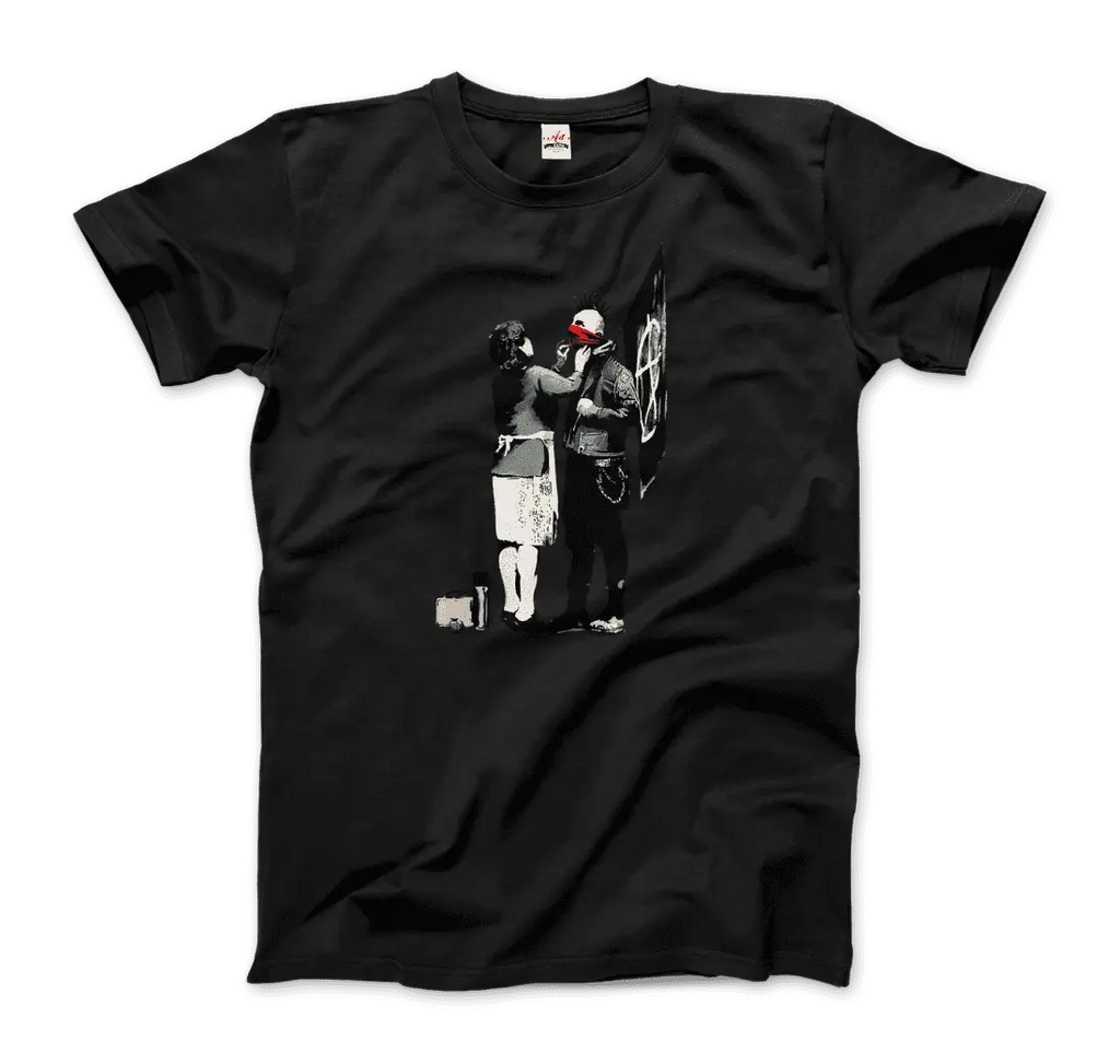 Banksy Anarchist Punk And His Mother Artwork T-Shirt by Art-O-Rama Shop ART-O-RAMA-SHOP