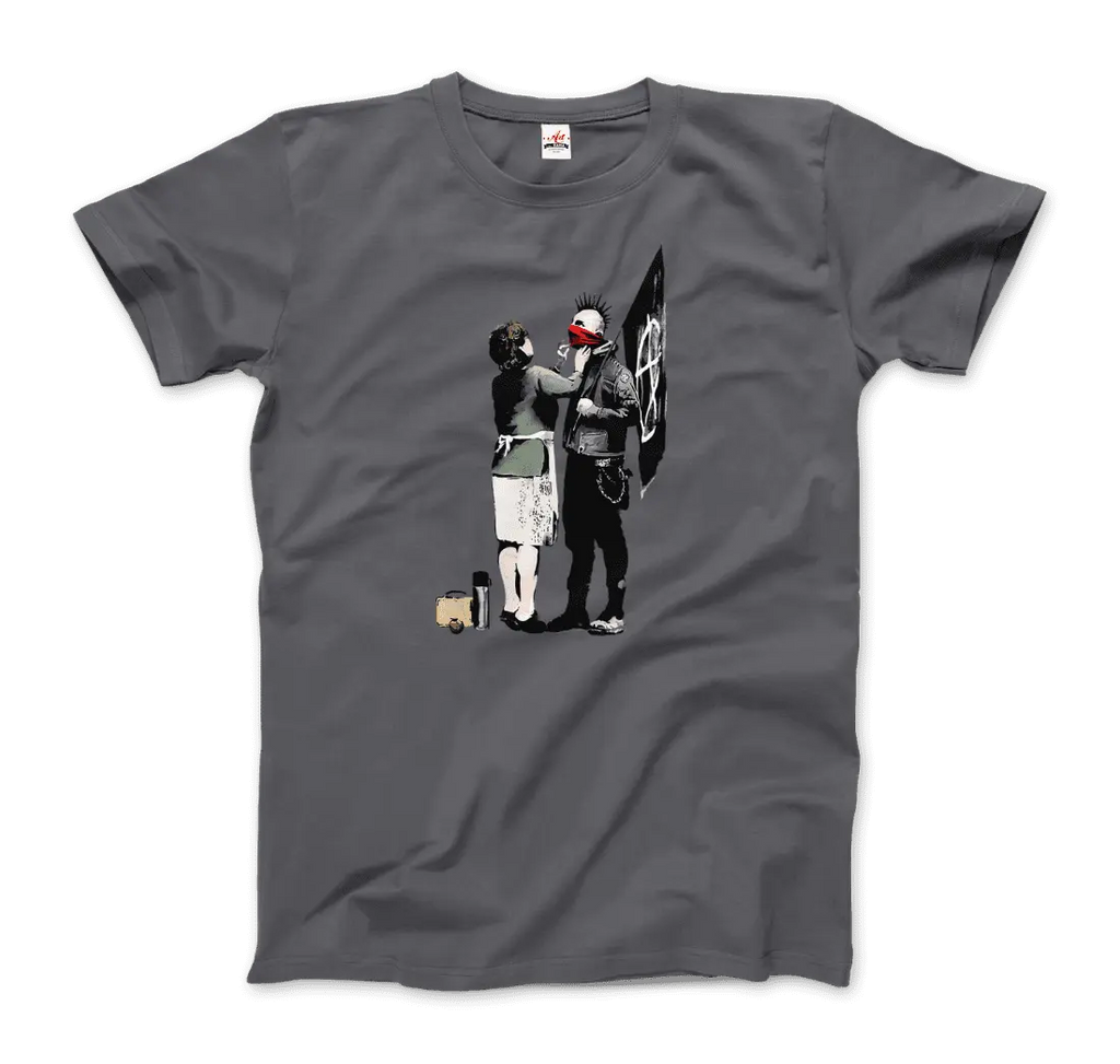 Banksy Anarchist Punk And His Mother Artwork T-Shirt by Art-O-Rama Shop ART-O-RAMA-SHOP