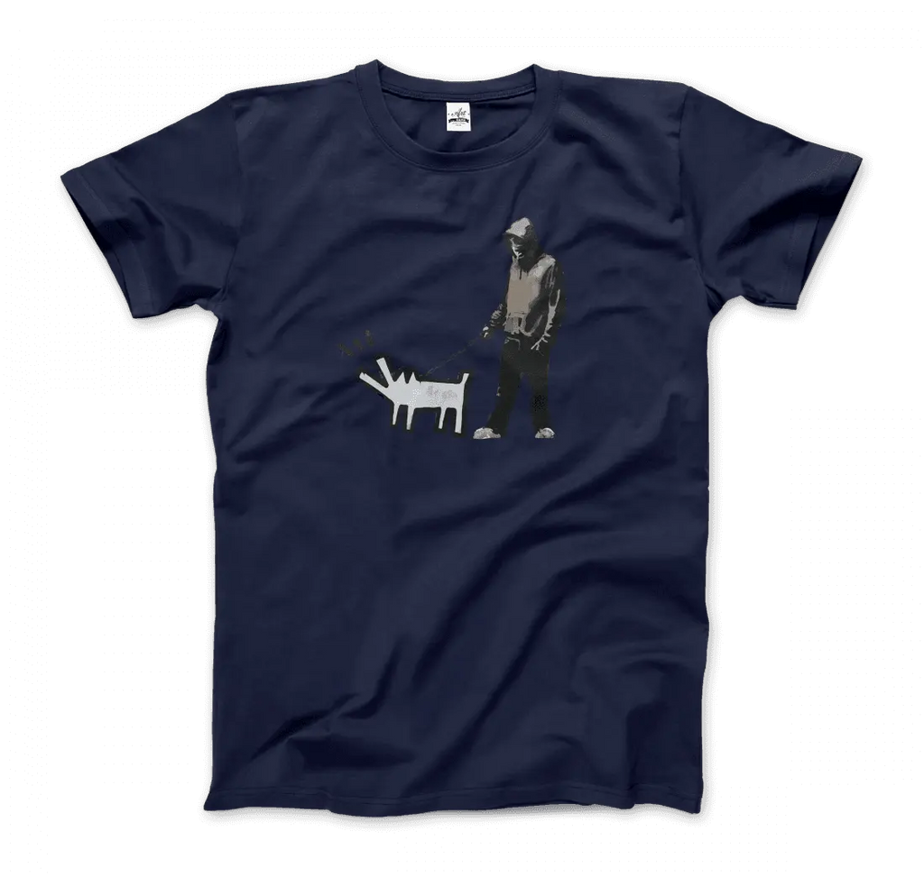 Banksy Dog Walker Artwork T-Shirt by Art-O-Rama Shop ART-O-RAMA-SHOP