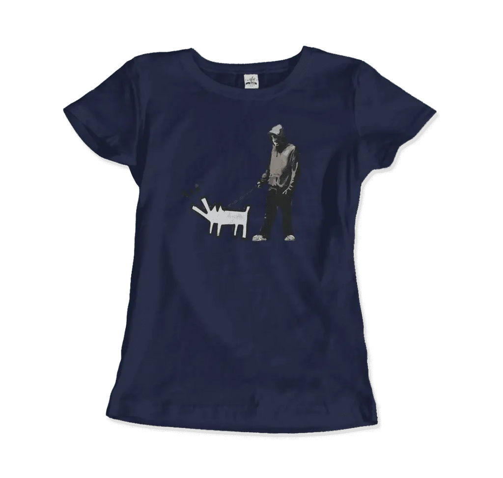 Banksy Dog Walker Artwork T-Shirt by Art-O-Rama Shop ART-O-RAMA-SHOP
