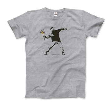 Banksy Flower Thrower Artwork T-Shirt by Art-O-Rama Shop ART-O-RAMA-SHOP