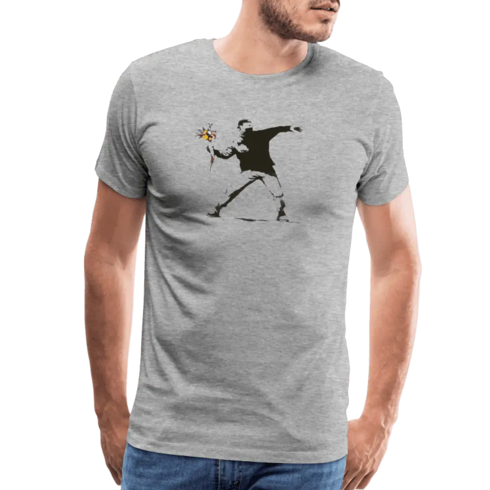 Banksy Flower Thrower Artwork T-Shirt by Art-O-Rama Shop ART-O-RAMA-SHOP