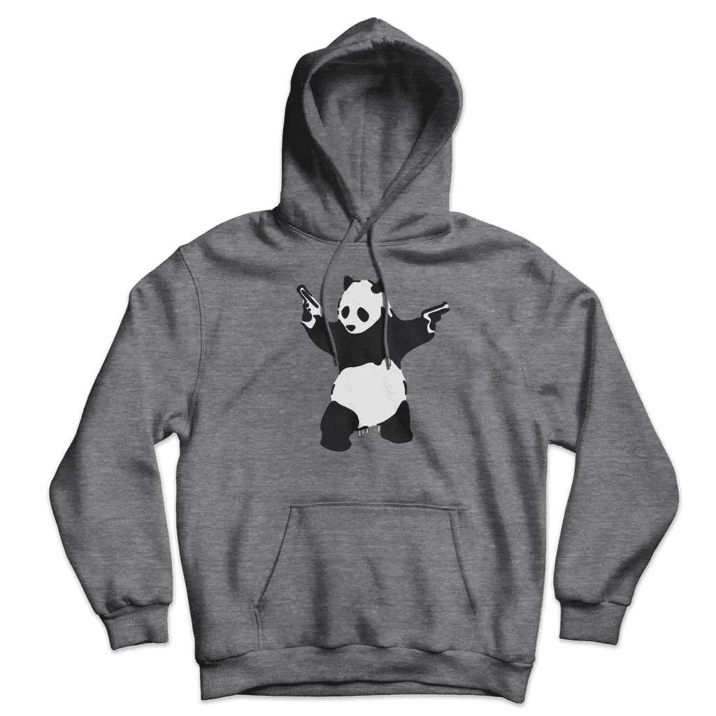 Banksy Pandamonium Armed Panda Unisex Hoodie by Art-O-Rama Shop ART-O-RAMA-SHOP