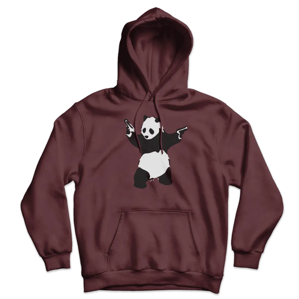 Banksy Pandamonium Armed Panda Unisex Hoodie by Art-O-Rama Shop ART-O-RAMA-SHOP