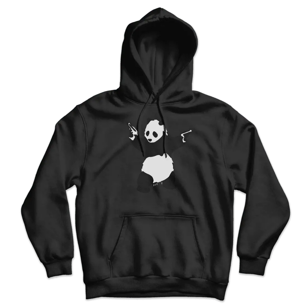 Banksy Pandamonium Armed Panda Unisex Hoodie by Art-O-Rama Shop ART-O-RAMA-SHOP