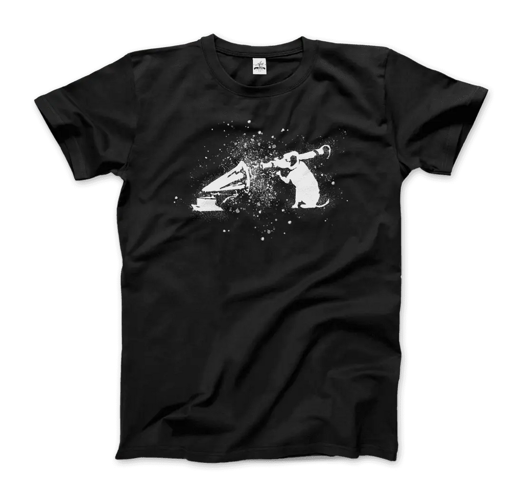 Banksy Rocket Dog (His Master’s Voice) Street Art T-Shirt by Art-O-Rama Shop ART-O-RAMA-SHOP