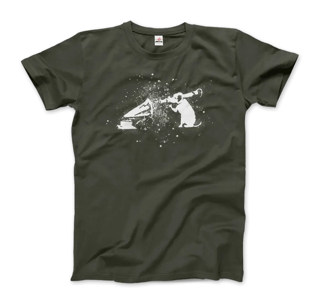 Banksy Rocket Dog (His Master’s Voice) Street Art T-Shirt by Art-O-Rama Shop ART-O-RAMA-SHOP