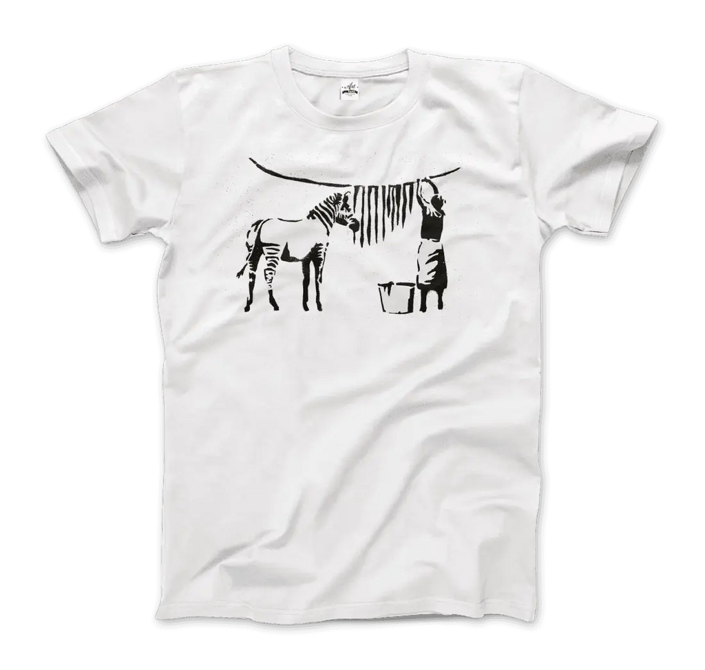 Banksy Zebra Stripes Artwork T-Shirt by Art-O-Rama Shop Art-O-Rama Shop