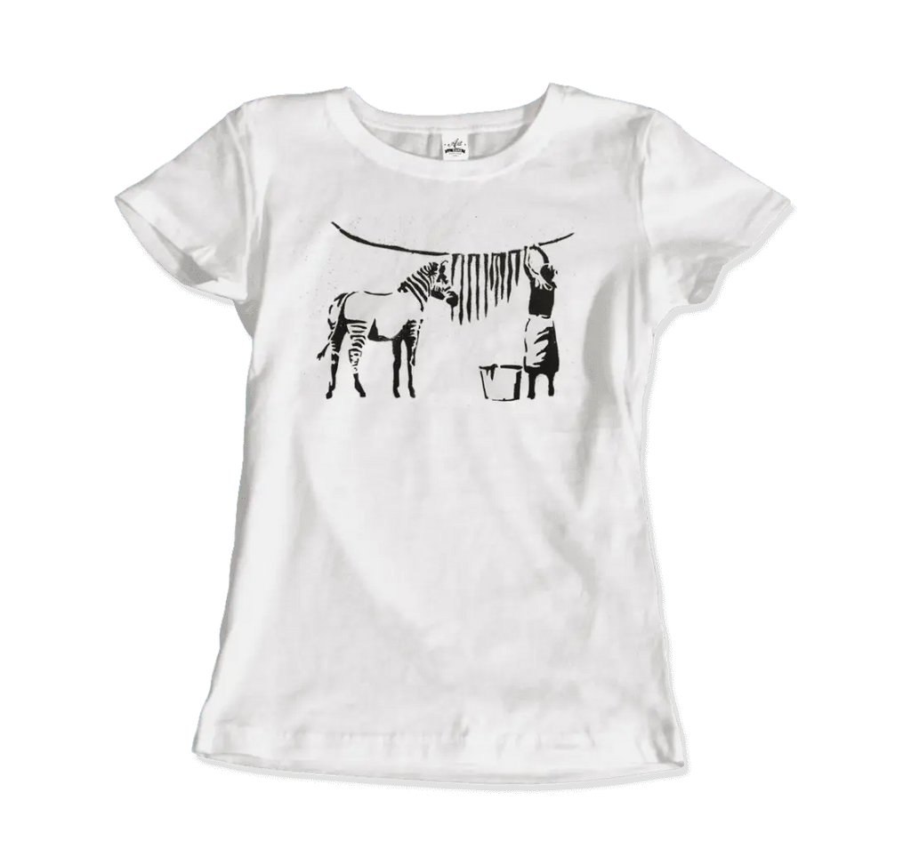 Banksy Zebra Stripes Artwork T-Shirt by Art-O-Rama Shop Art-O-Rama Shop