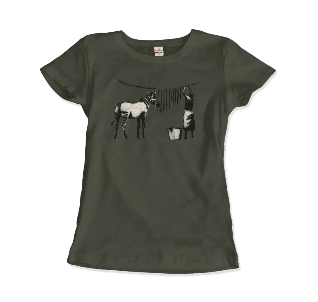 Banksy Zebra Stripes Artwork T-Shirt by Art-O-Rama Shop Art-O-Rama Shop