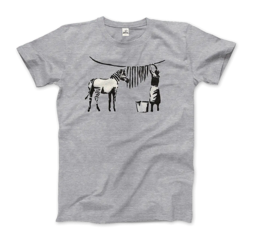 Banksy Zebra Stripes Artwork T-Shirt by Art-O-Rama Shop Art-O-Rama Shop