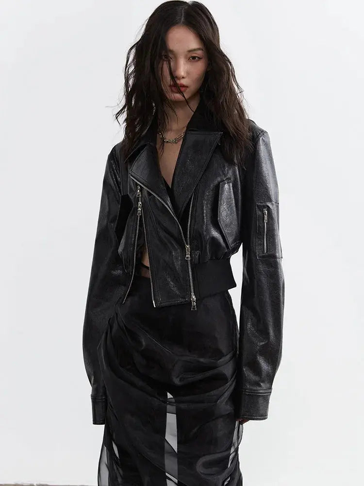 Bataduh Vegan Leather Zipper Jacket by Marigold Shadows Marigold Shadows
