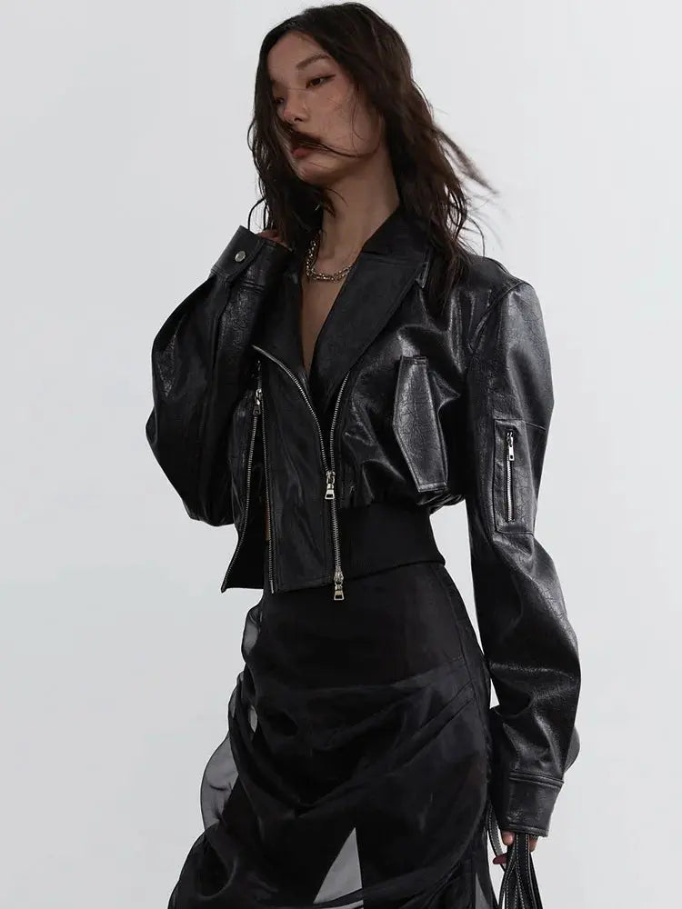 Bataduh Vegan Leather Zipper Jacket by Marigold Shadows Marigold Shadows