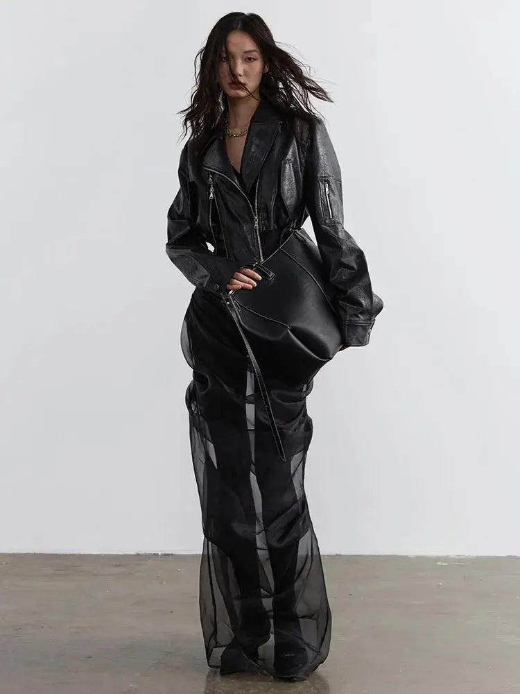 Bataduh Vegan Leather Zipper Jacket by Marigold Shadows Marigold Shadows