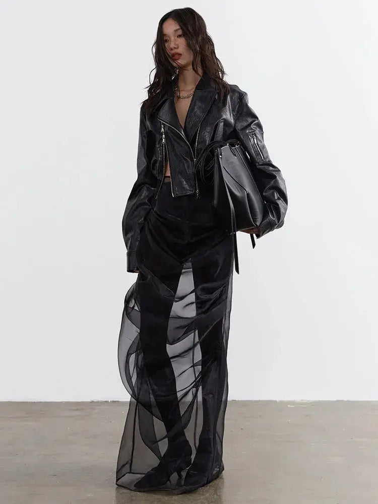 Bataduh Vegan Leather Zipper Jacket by Marigold Shadows Marigold Shadows