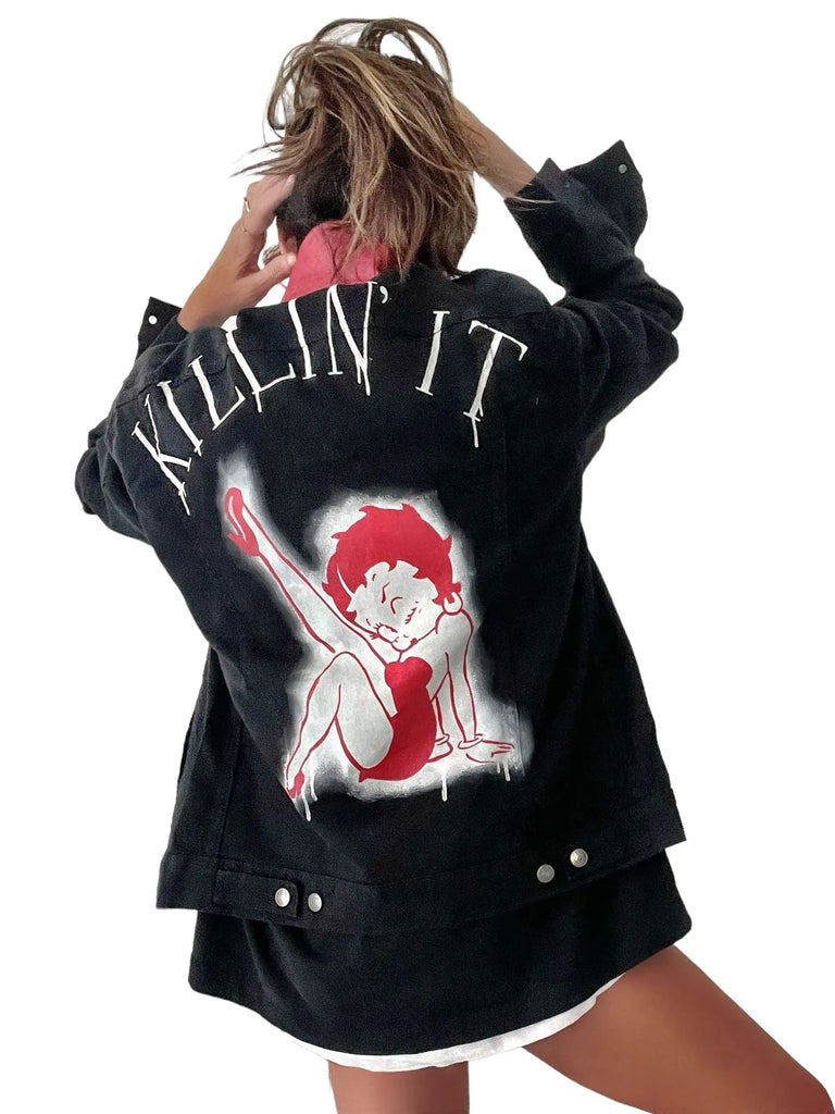 'Betty Boop x W+G' Denim Jacket by Wren + Glory Wren + Glory