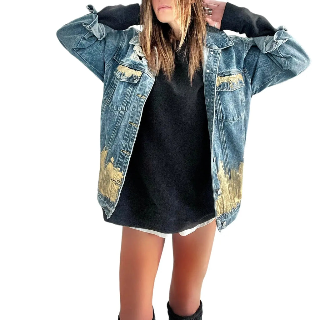 'Beyond Gold' Denim Jacket by Wren + Glory Wren + Glory