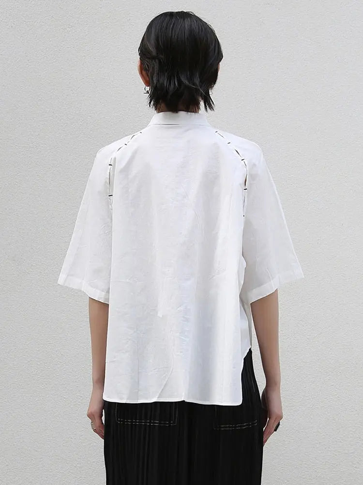 Binus Half Sleeve Lapel Blouse by Marigold Shadows Marigold Shadows