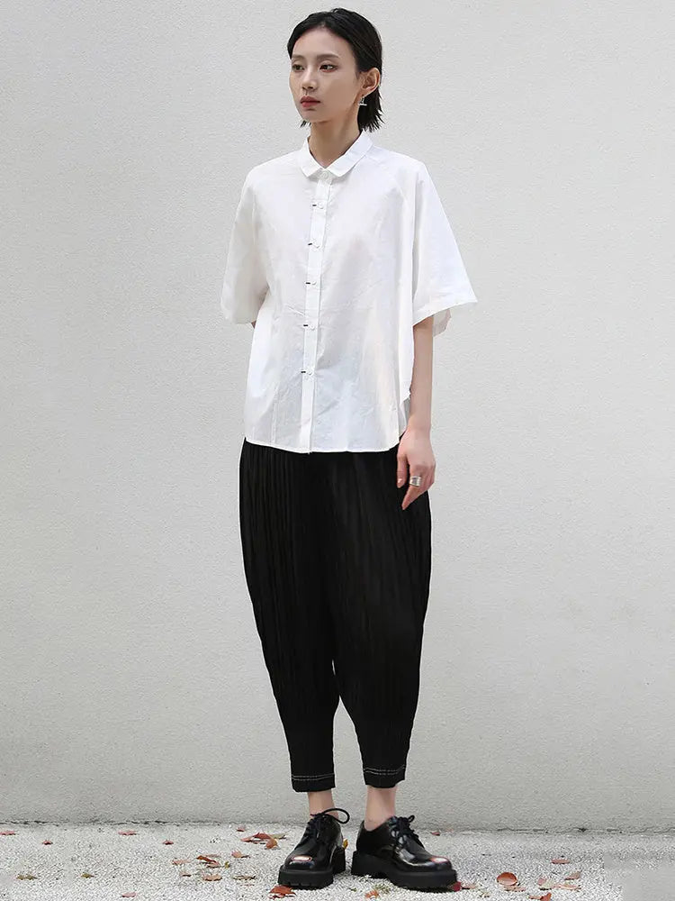 Binus Half Sleeve Lapel Blouse by Marigold Shadows Marigold Shadows