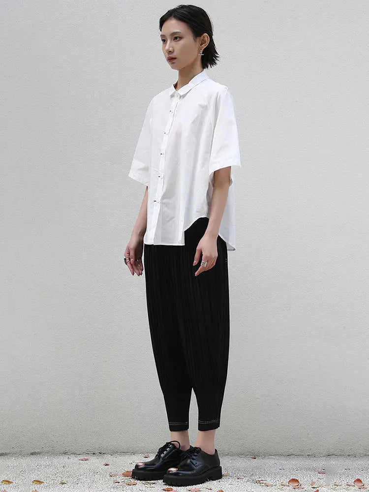 Binus Half Sleeve Lapel Blouse by Marigold Shadows Marigold Shadows