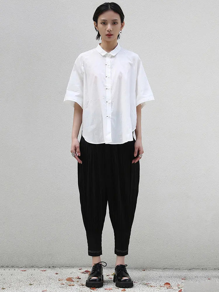 Binus Half Sleeve Lapel Blouse by Marigold Shadows Marigold Shadows