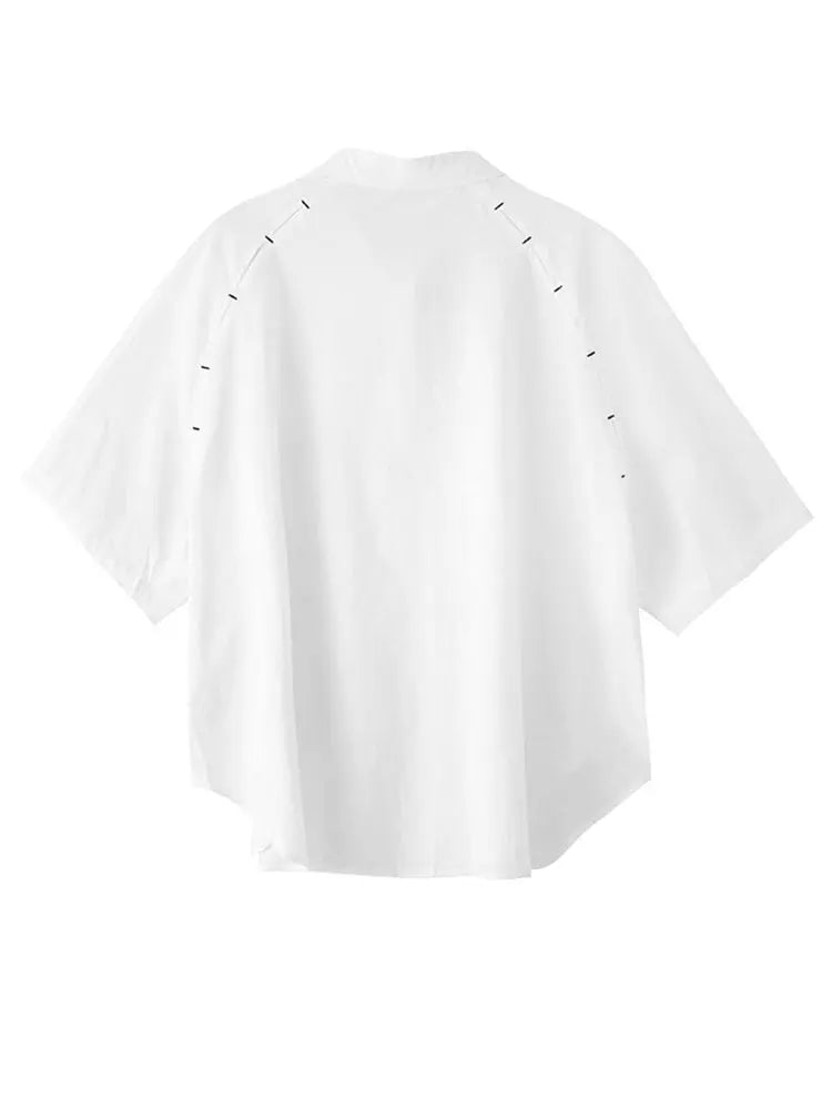 Binus Half Sleeve Lapel Blouse by Marigold Shadows Marigold Shadows