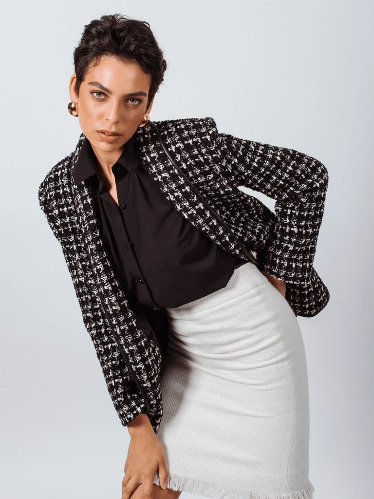 Black & White Tweed Checkers Blazer by Le Réussi® Le Réussi®