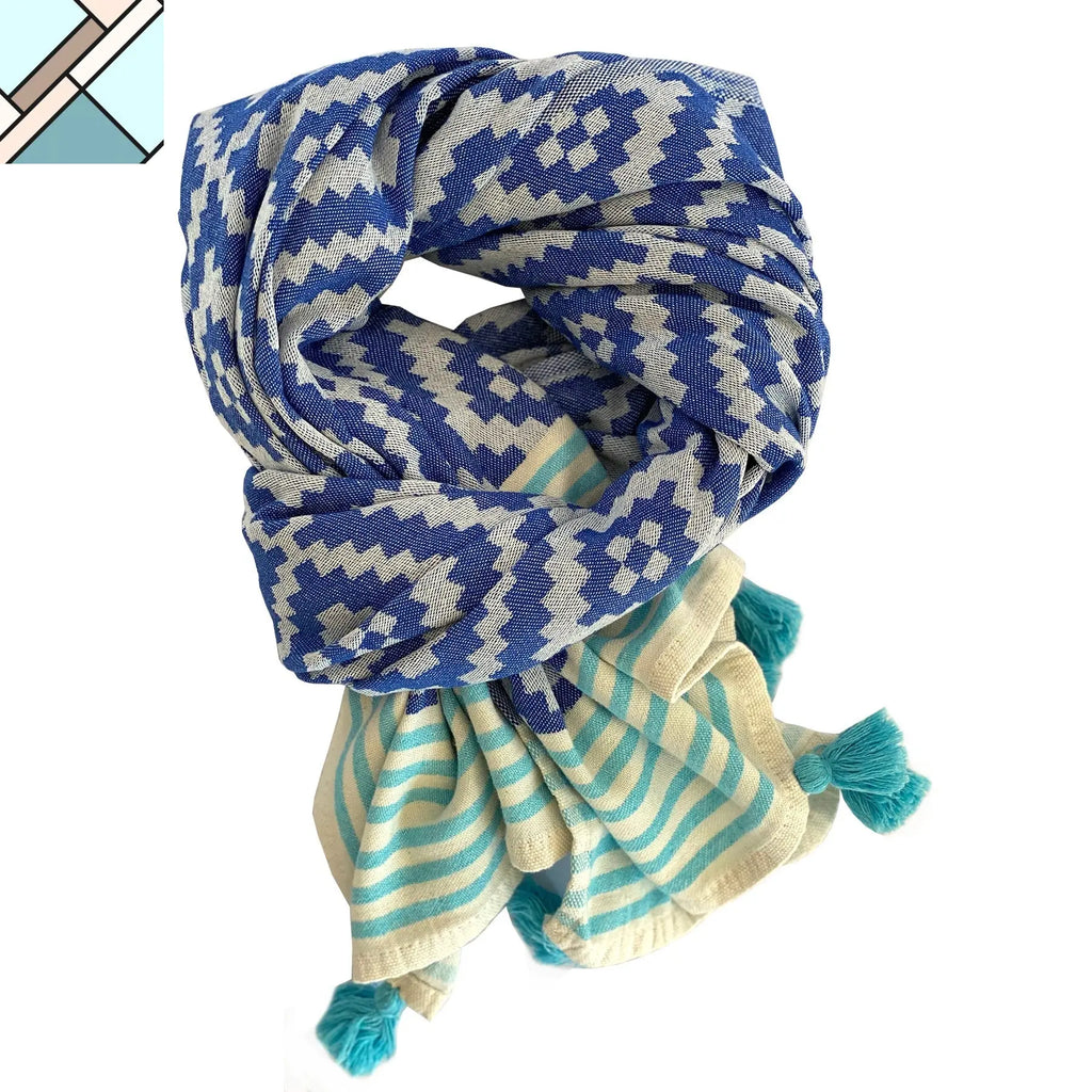 Merida Turkish Towel / Blanket - Blue by Eco Hilana HILANA UPCYCLED COTTON