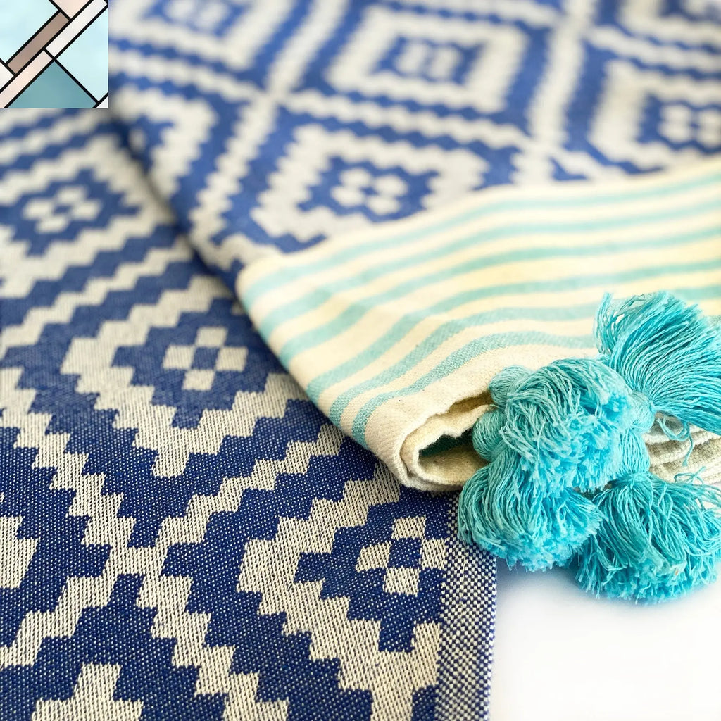 Merida Turkish Towel / Blanket - Blue by Eco Hilana HILANA UPCYCLED COTTON
