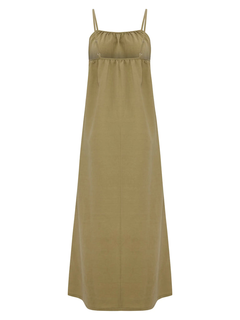 Bliss Flow Maxi Dress - Khaki Green by The Handloom The Handloom