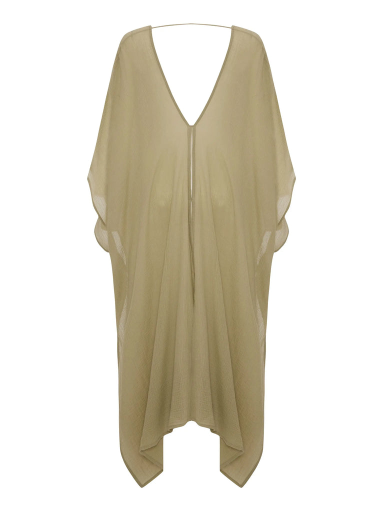 Bodrum Ties Kaftan - Khaki Green by The Handloom The Handloom