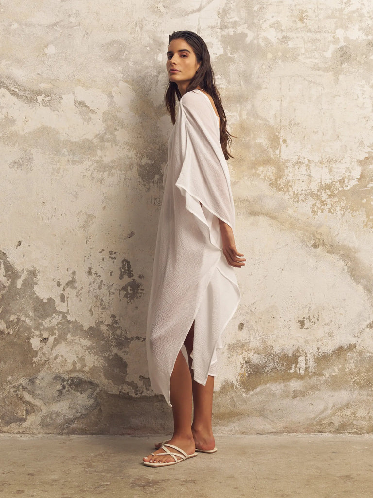 Bodrum Ties Kaftan - White by The Handloom The Handloom