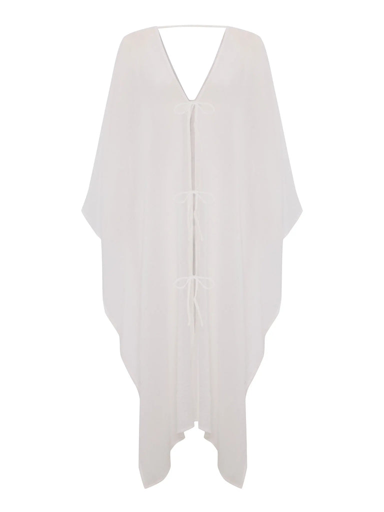 Bodrum Ties Kaftan - White by The Handloom The Handloom