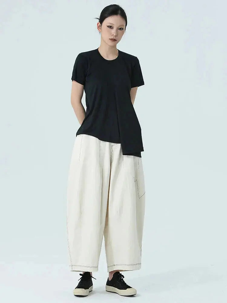Bolohus Topstitched Wide Leg Pants by Marigold Shadows Marigold Shadows