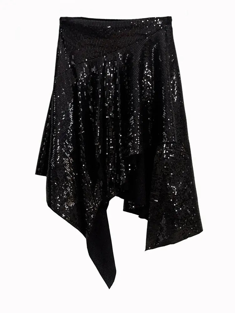 Bracadi Asymmetrical Sequin Skirt by Marigold Shadows Marigold Shadows