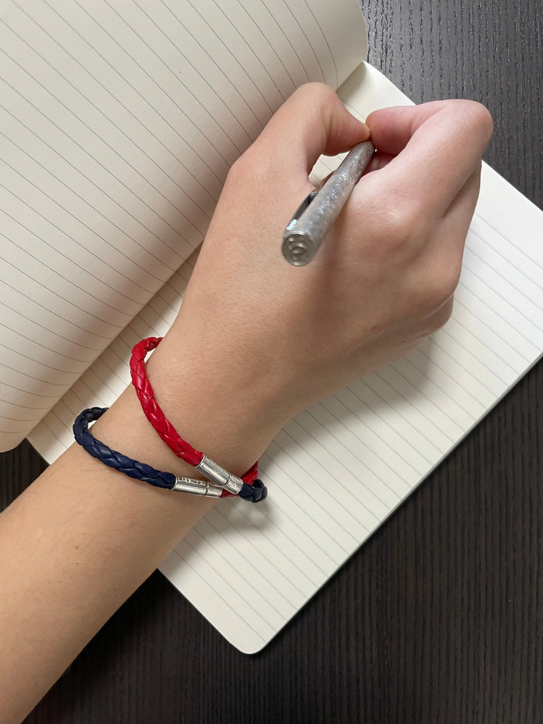Braided Genuine Italian Leather Bracelet with Sterling Silver-Plated Clasp LADIESSE