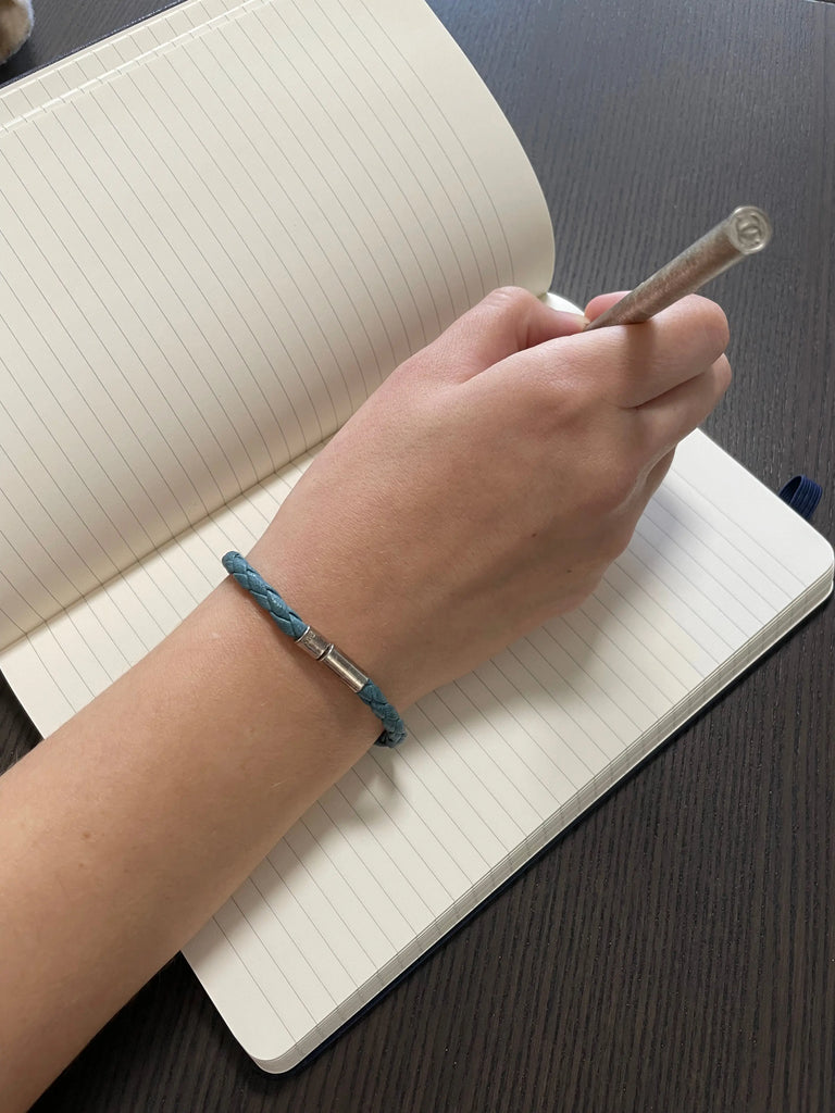 Braided Genuine Italian Leather Bracelet with Sterling Silver-Plated Clasp LADIESSE