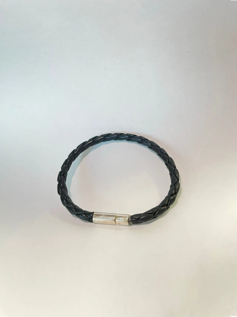 Braided Genuine Italian Leather Bracelet with Sterling Silver-Plated Clasp LADIESSE