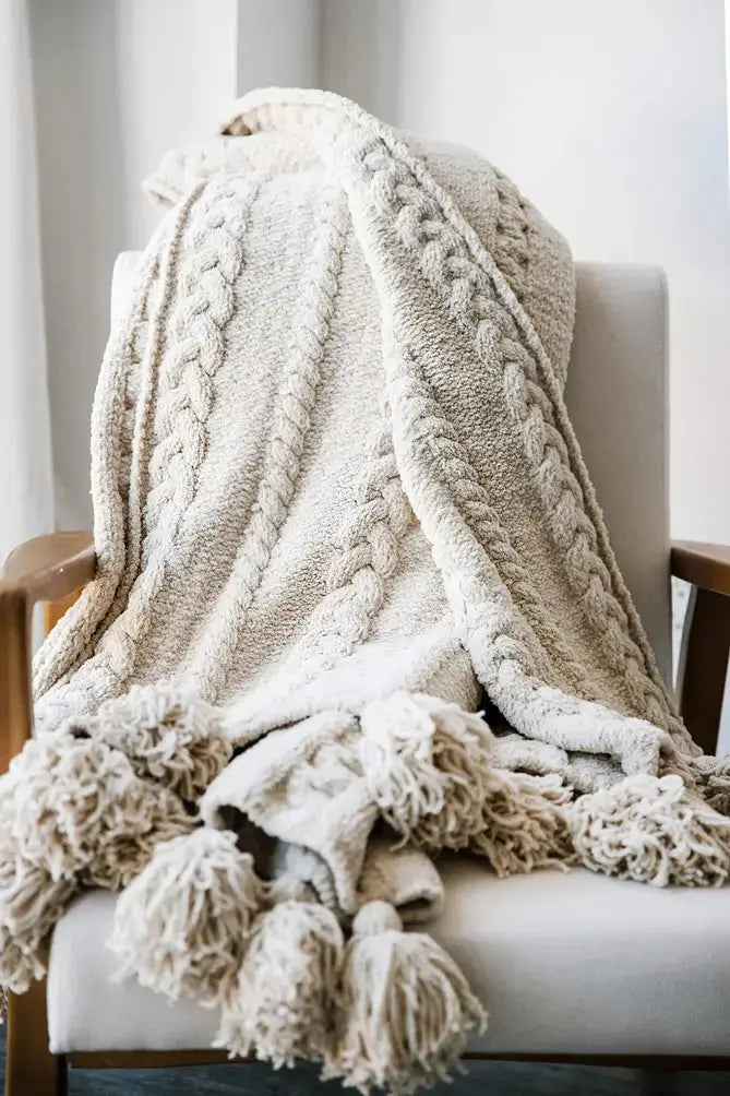 Braided Pom Pom Throw by Sunday Citizen Sunday Citizen