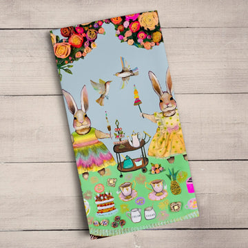 Bunny Tea Party Tea Towels by GreenBox Art GreenBox Art