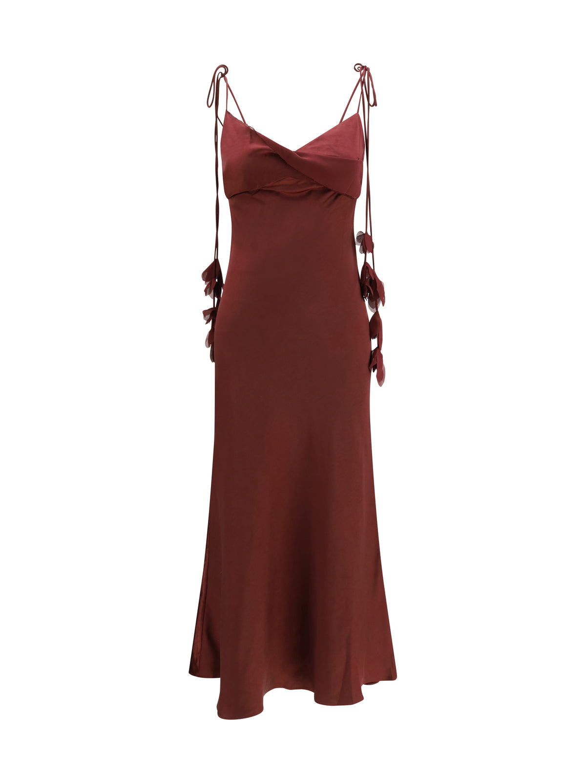 Midi Dress Satin Flower Burgundy